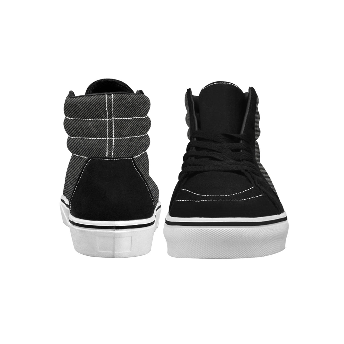 kimood Men's Denim High Top Canvas & Faux Suede Skate Sneakers - Black