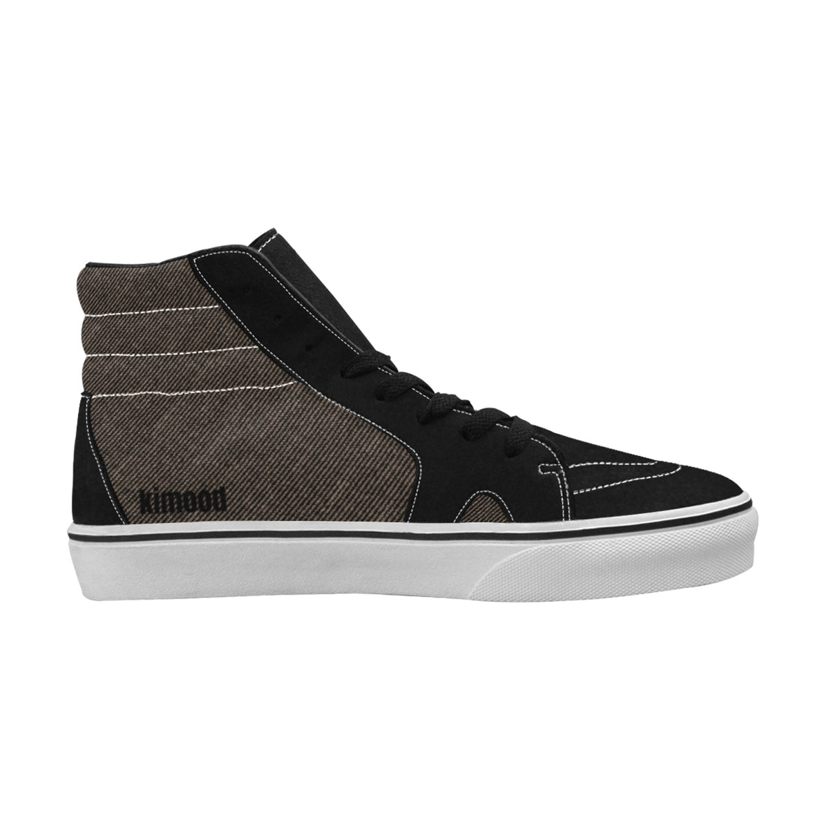kimood Men's Denim High Top Canvas & Faux Suede Skate Sneakers - Brown