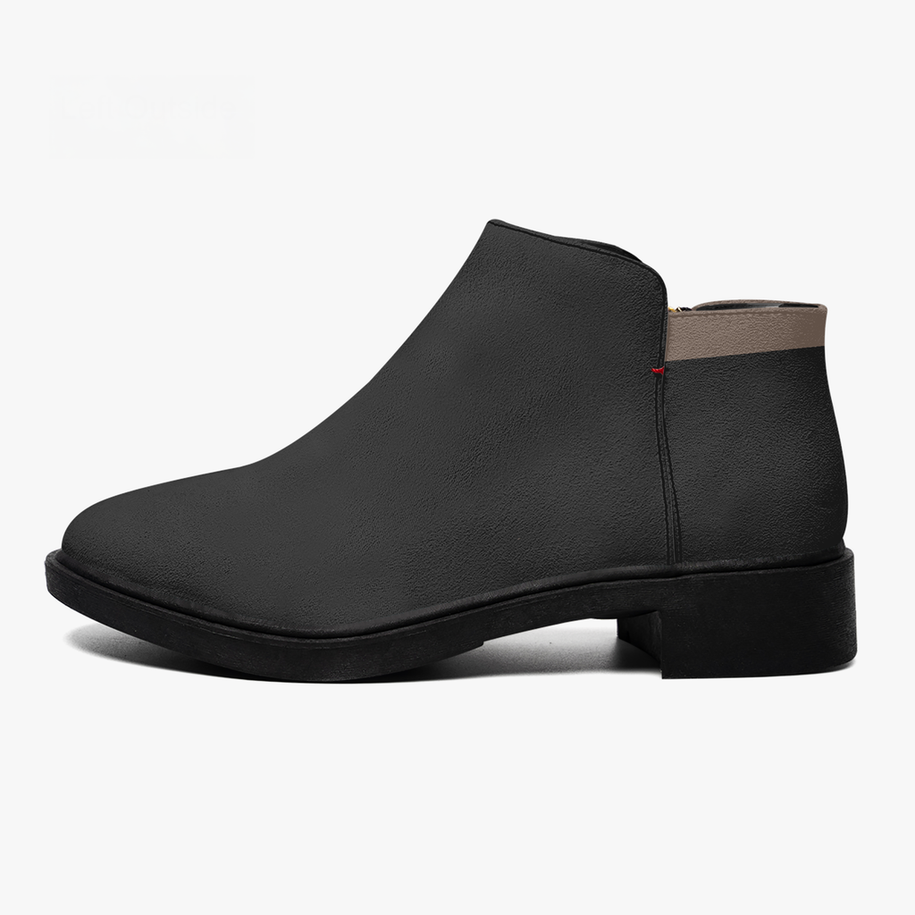kimood Two-Tone Women's Ankle Boots with Gold Zippe - Black & Mustard