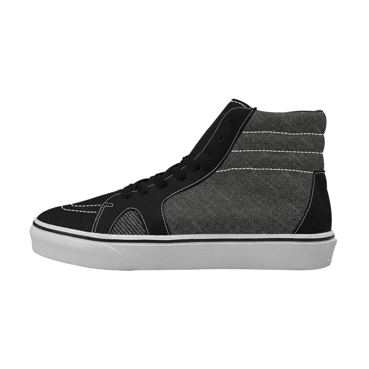 kimood Men's Denim High Top Canvas & Faux Suede Skate Sneakers - Black