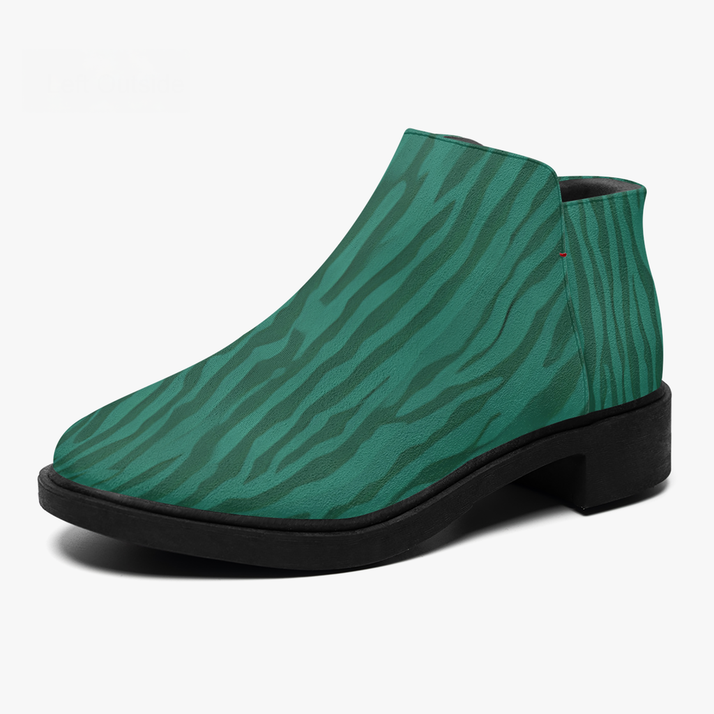 kimood MUSE Ankle Boots with Gold Zipper - Teal Zebra Print