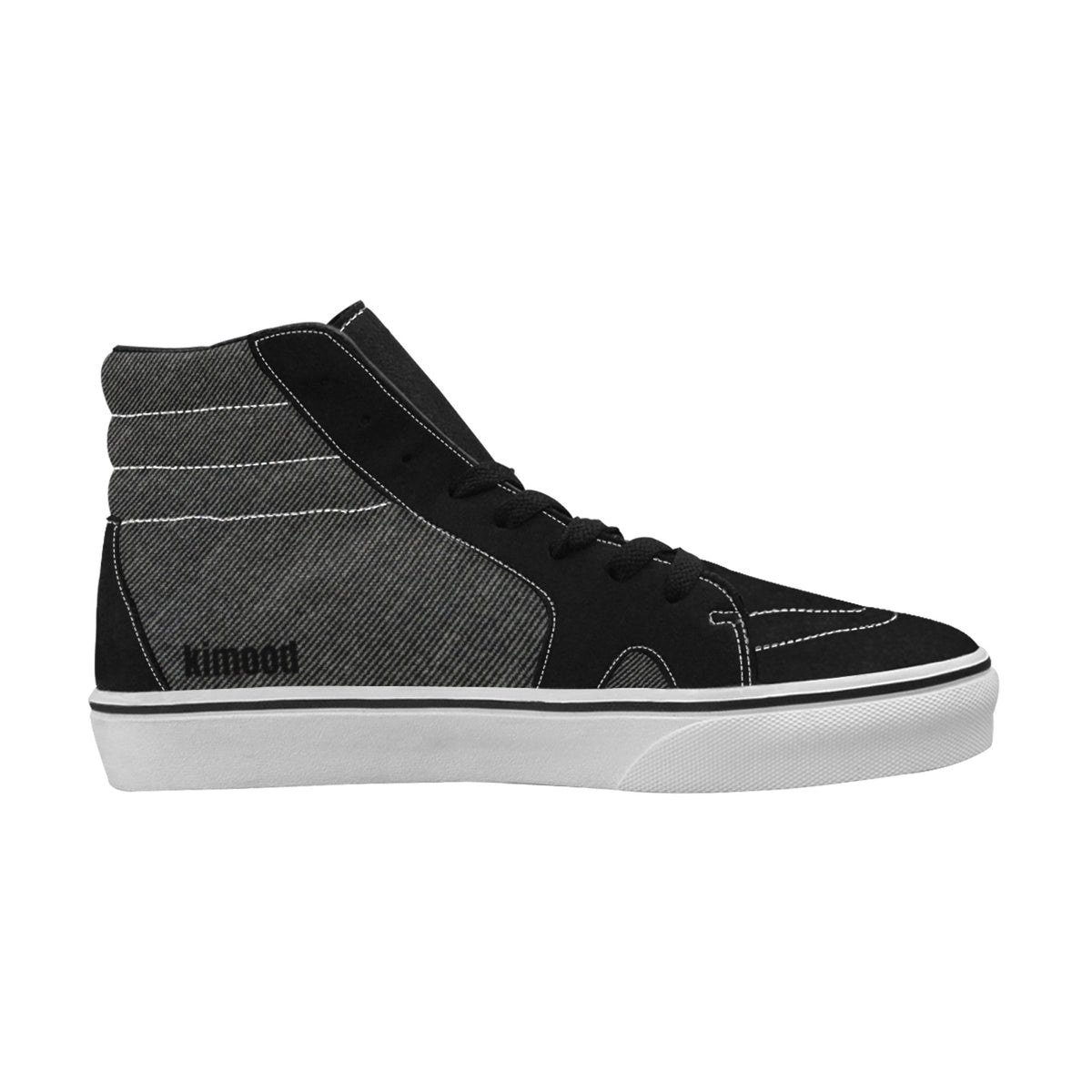 kimood Men's Denim High Top Canvas & Faux Suede Skate Sneakers - Black