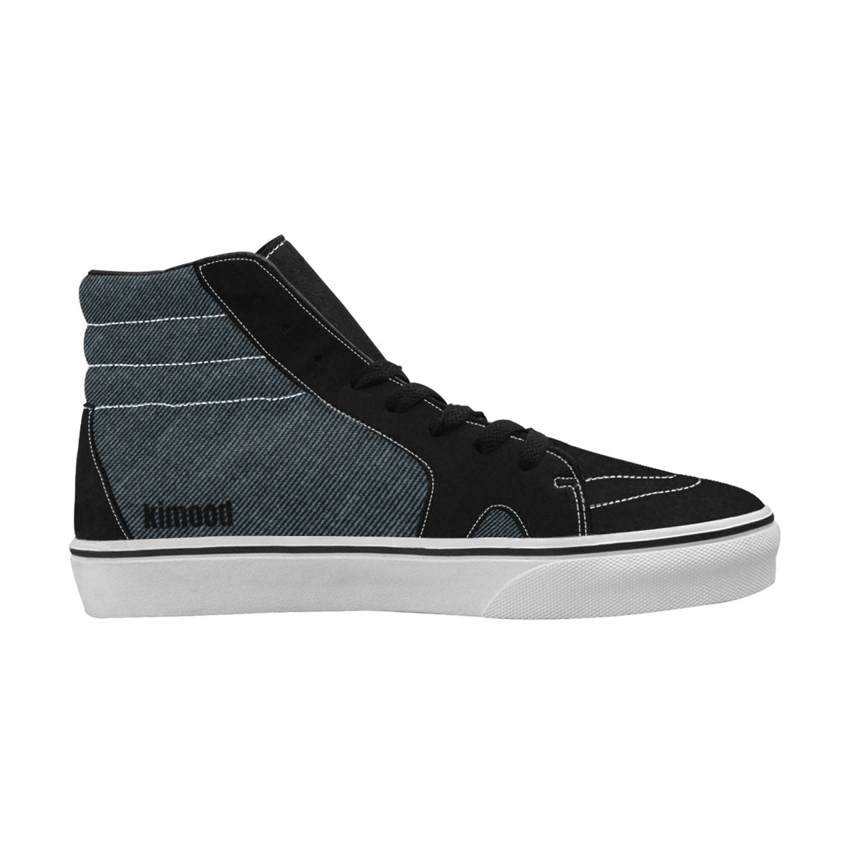kimood Men's Denim High Top Canvas & Faux Suede Skate Sneakers - Petroleum
