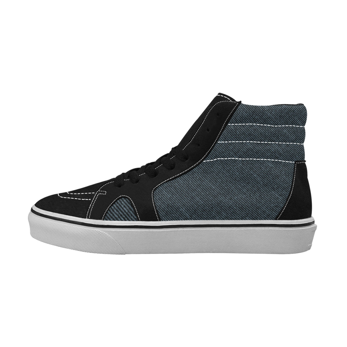 kimood Men's Denim High Top Canvas & Faux Suede Skate Sneakers - Petroleum