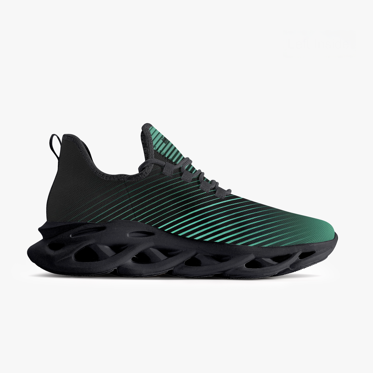 kimood NEON Stripes & Blade Sole Sneakers, Black & Green Laser