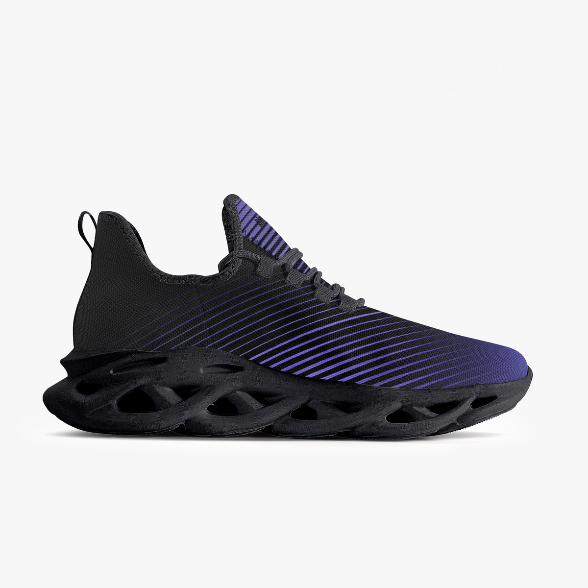 kimood NEON Stripes & Blade Sole Sneakers - Black & Midnigth Blue Laser
