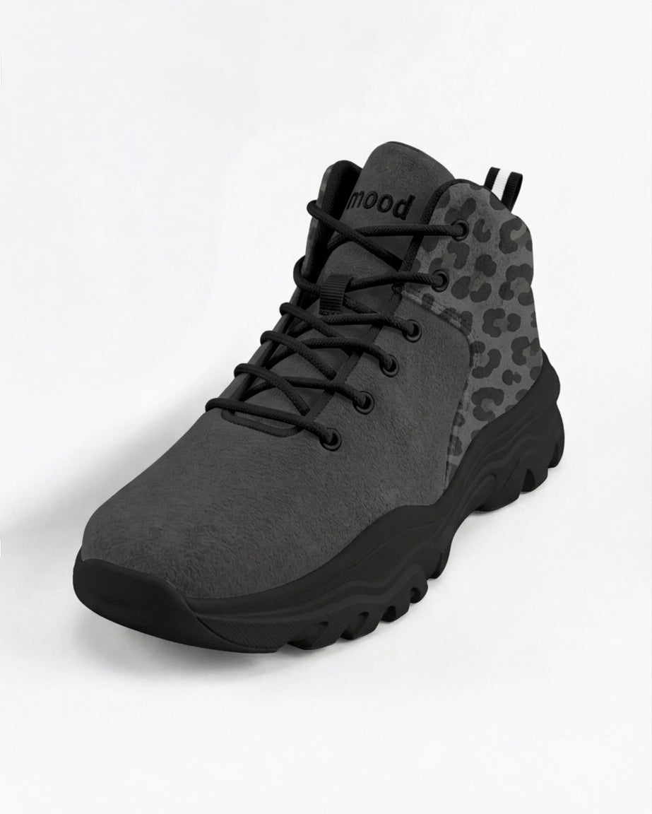 kimood Women's High Top Animal Print Chunky Sneakers -Charcoal