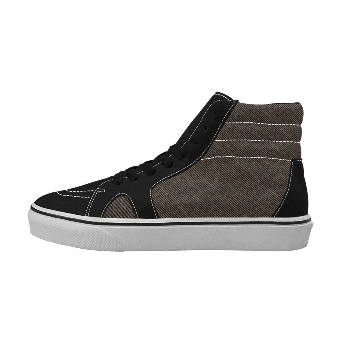 kimood Men's Denim High Top Canvas & Faux Suede Skate Sneakers - Brown