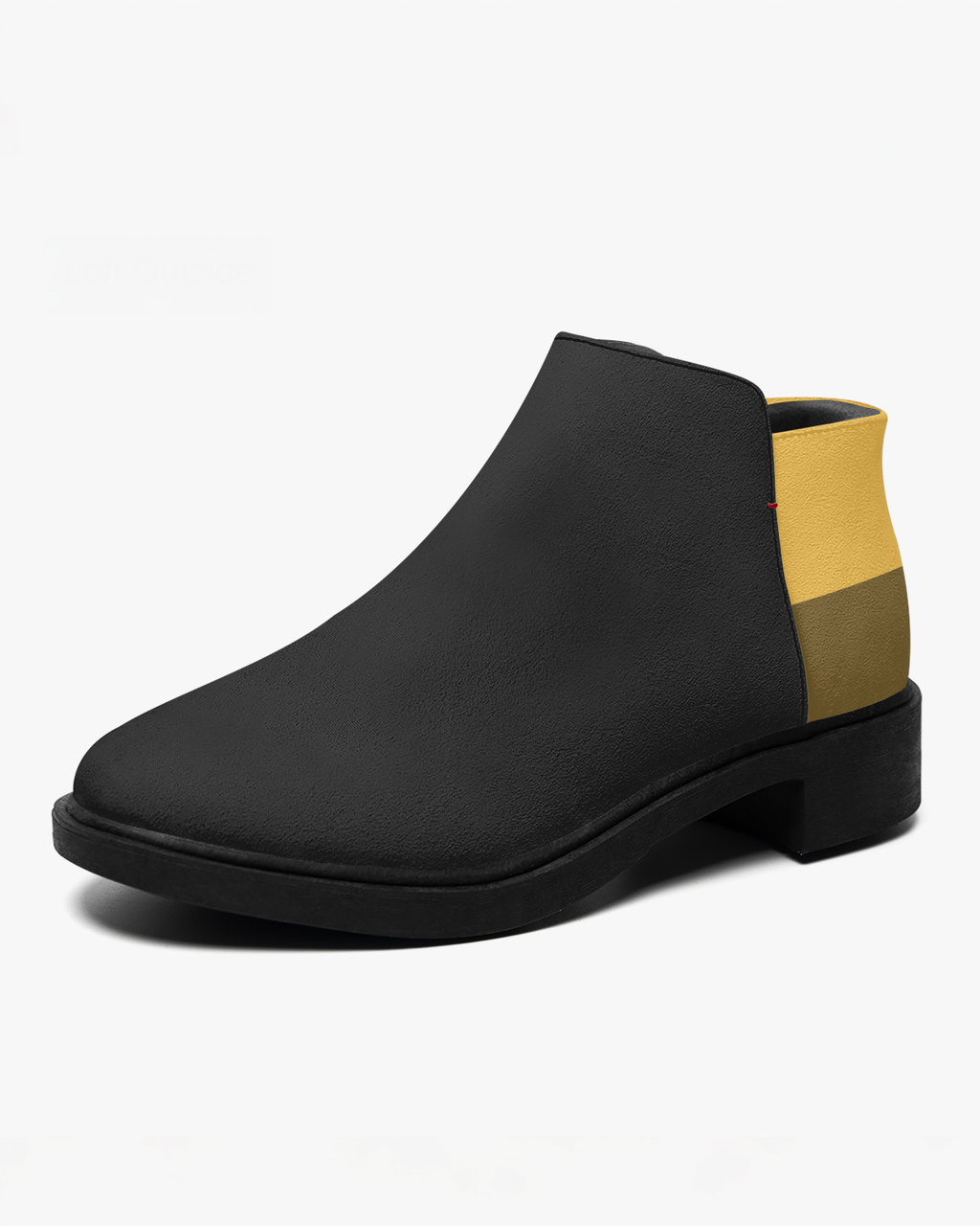 kimood Two-Tone Women's Ankle Boots with Gold Zipper, Black & Mustard