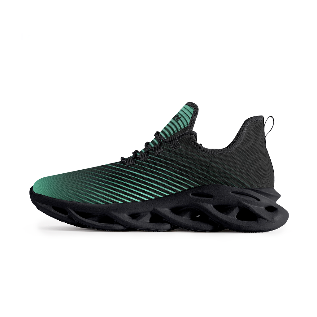kimood NEON Stripes & Blade Sole Sneakers, Black & Green Laser
