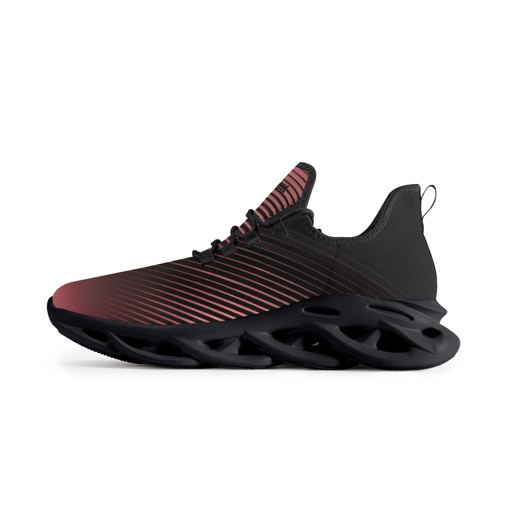 kimood NEON Stripes & Blade Sole Sneakers - Black & Red laser
