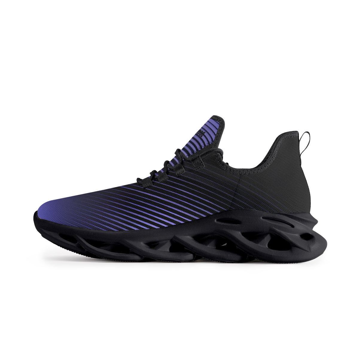 kimood NEON Stripes & Blade Sole Sneakers - Black & Midnigth Blue Laser