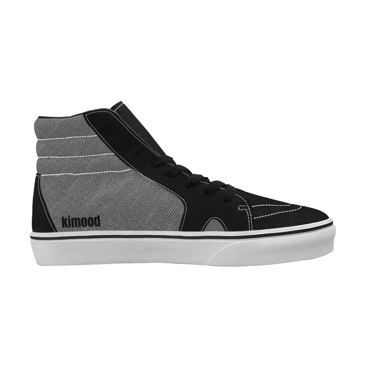 kimood Men's Denim High Top Canvas & Faux Suede Skate Sneakers - Gray