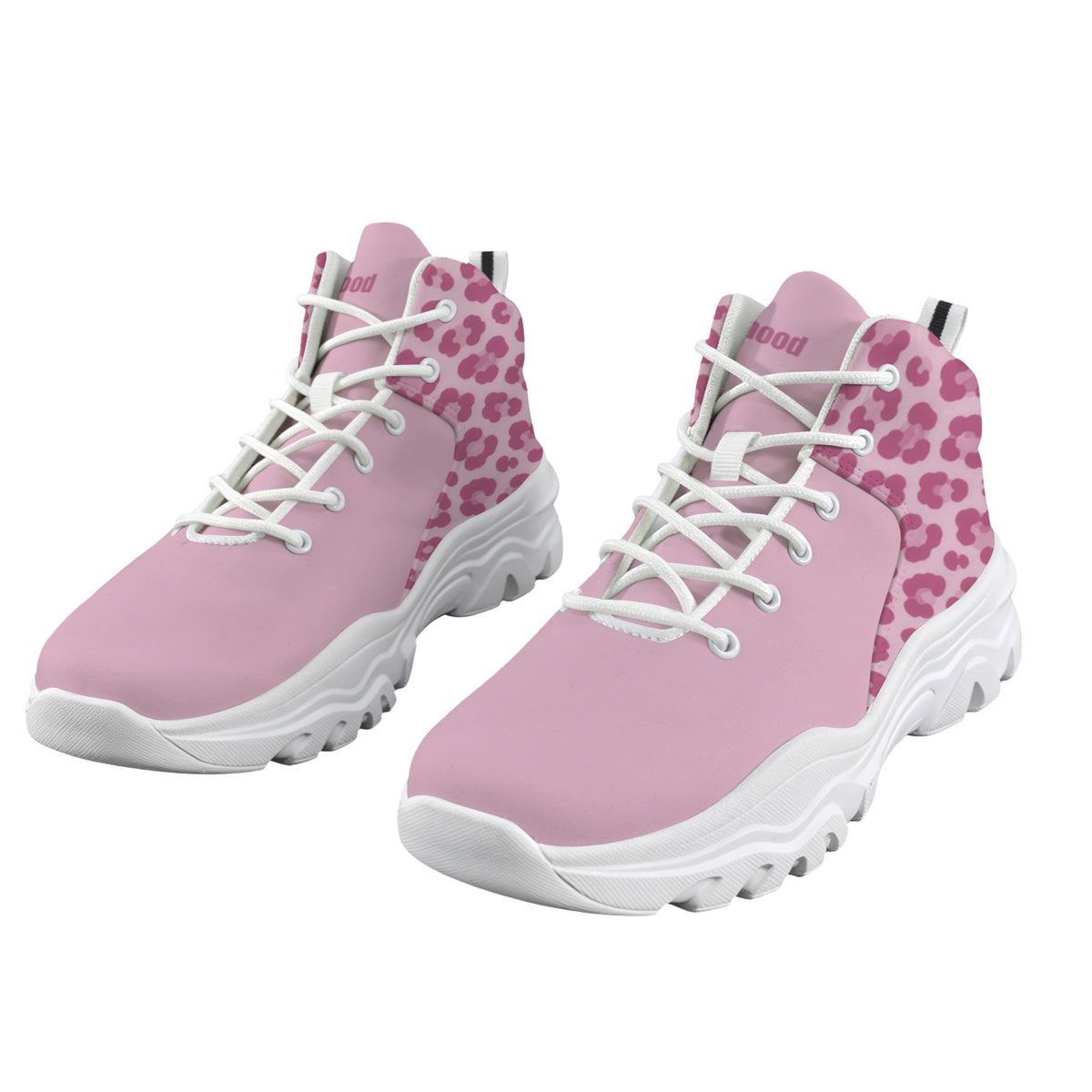 kimood Women's High Top Animal Print Chunky Sneakers -Pink