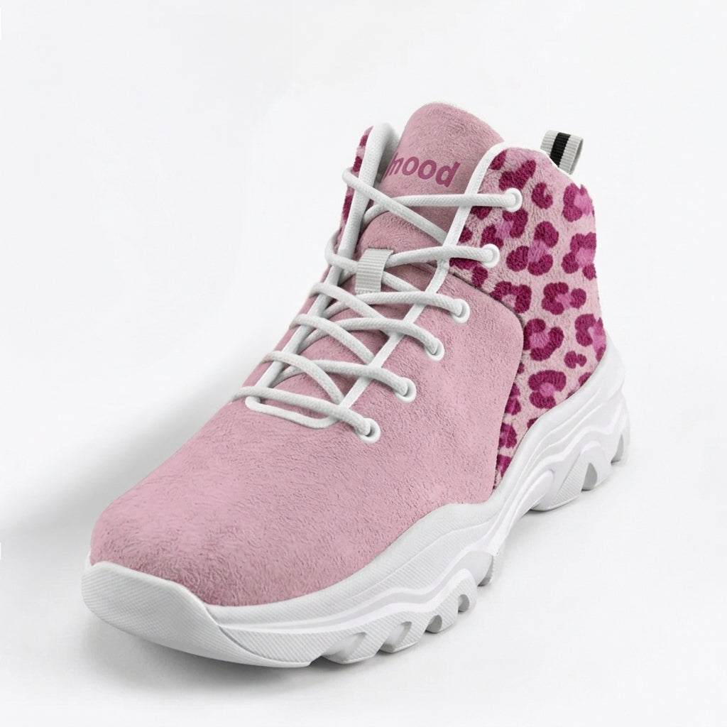 kimood Women's High Top Animal Print Chunky Sneakers -Pink
