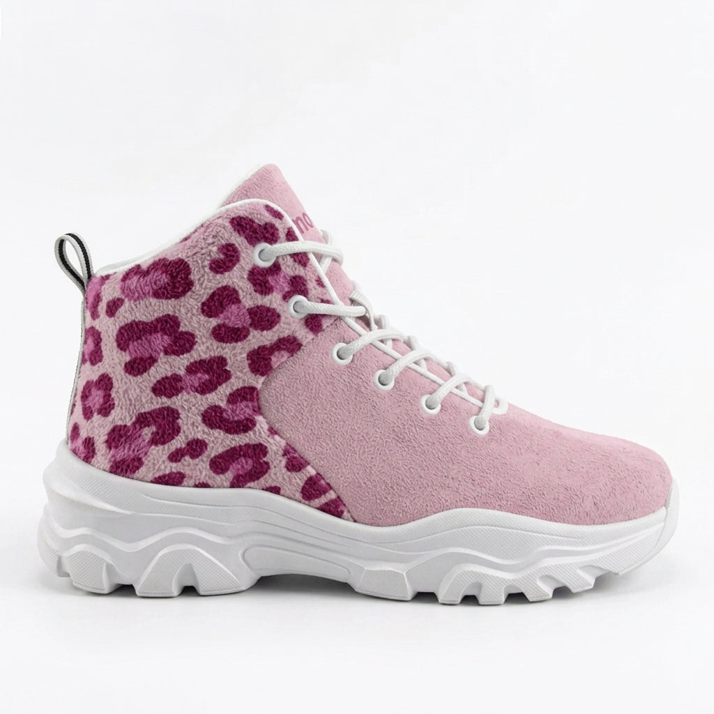 kimood Women's High Top Animal Print Chunky Sneakers -Pink