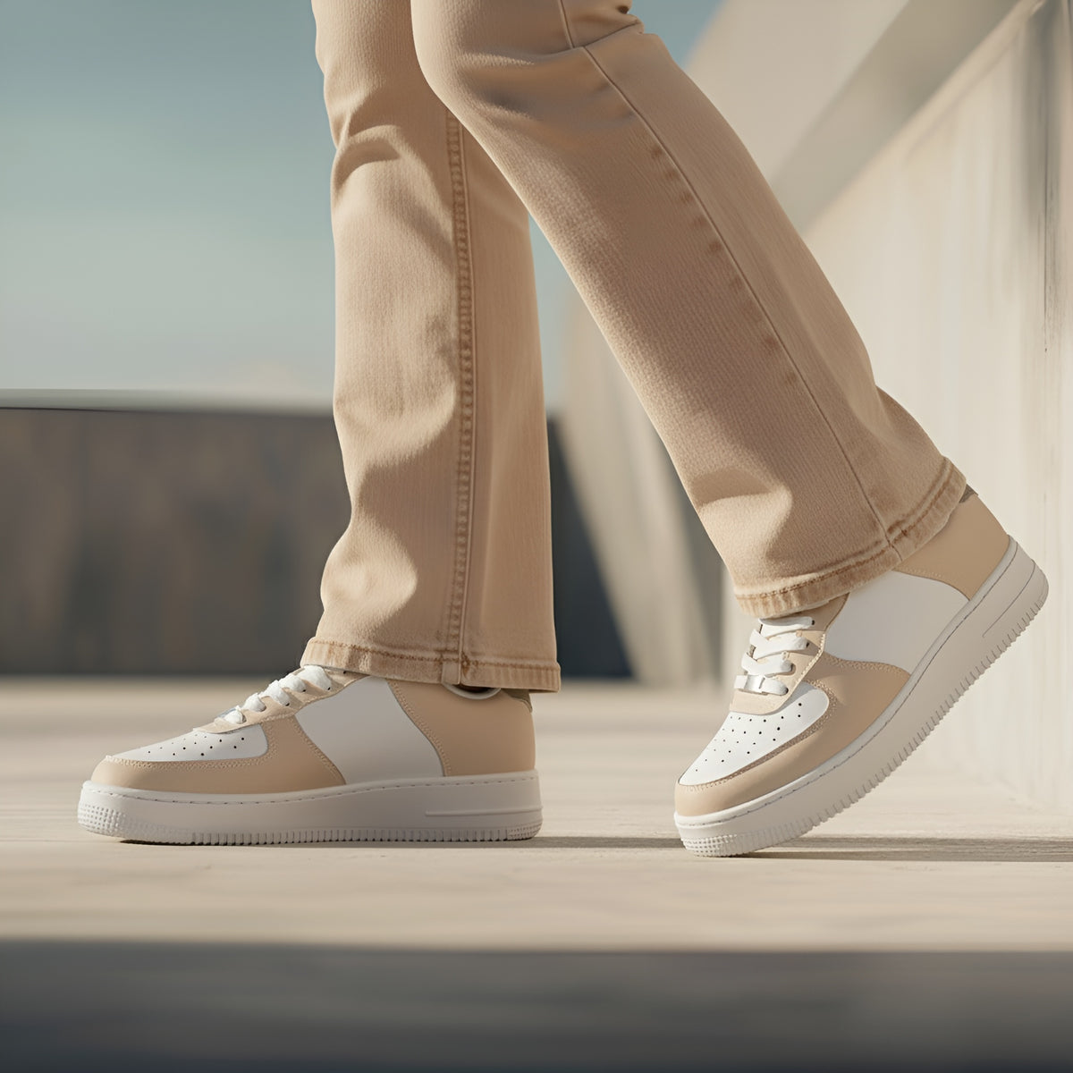 kimood NOMAD Low-Top faux leather Sneakers - Beige & White