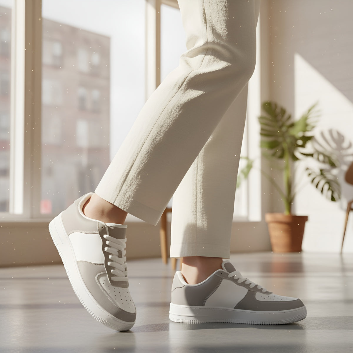 kimood NOMAD Low-Top faux leather Sneakers - Savana & White
