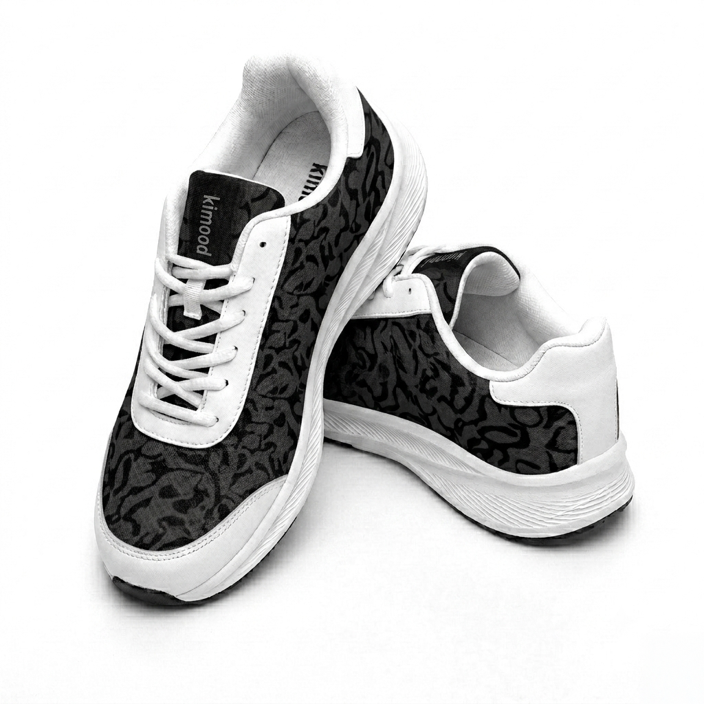 kimood Walking Sneakers,Tennis Shoes, Black Patterned