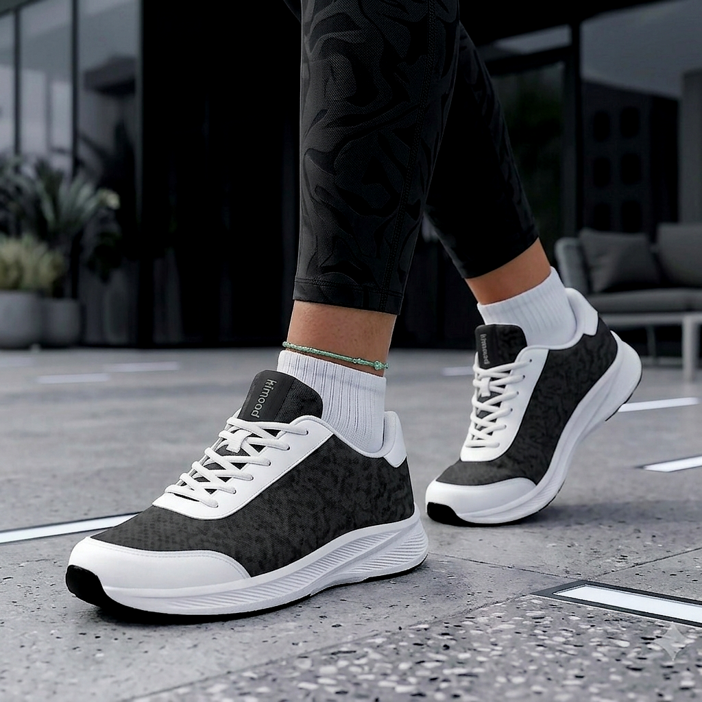 kimood Walking Sneakers,Tennis Shoes, Black Patterned