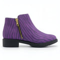kimood MUSE Ankle Boots with Gold Zipper - Purple Zebra Print