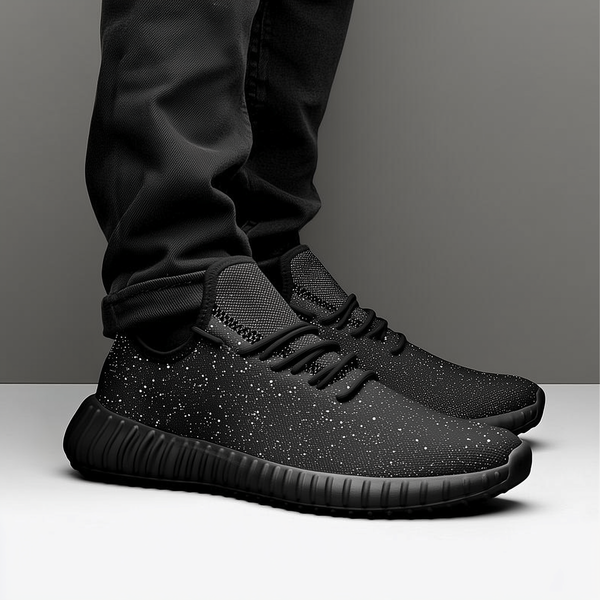 kimood Speckled Mesh Knit Sneakers - Black