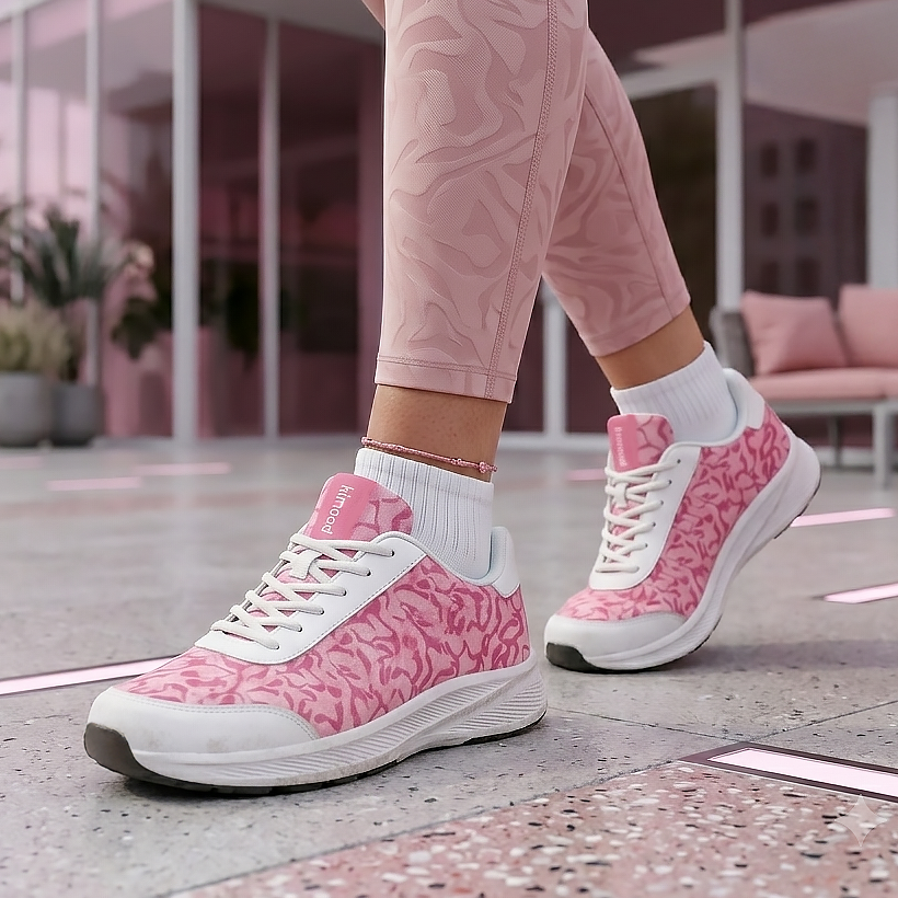 kimood Walking Sneakers,Tennis Shoes, Pink Patterned