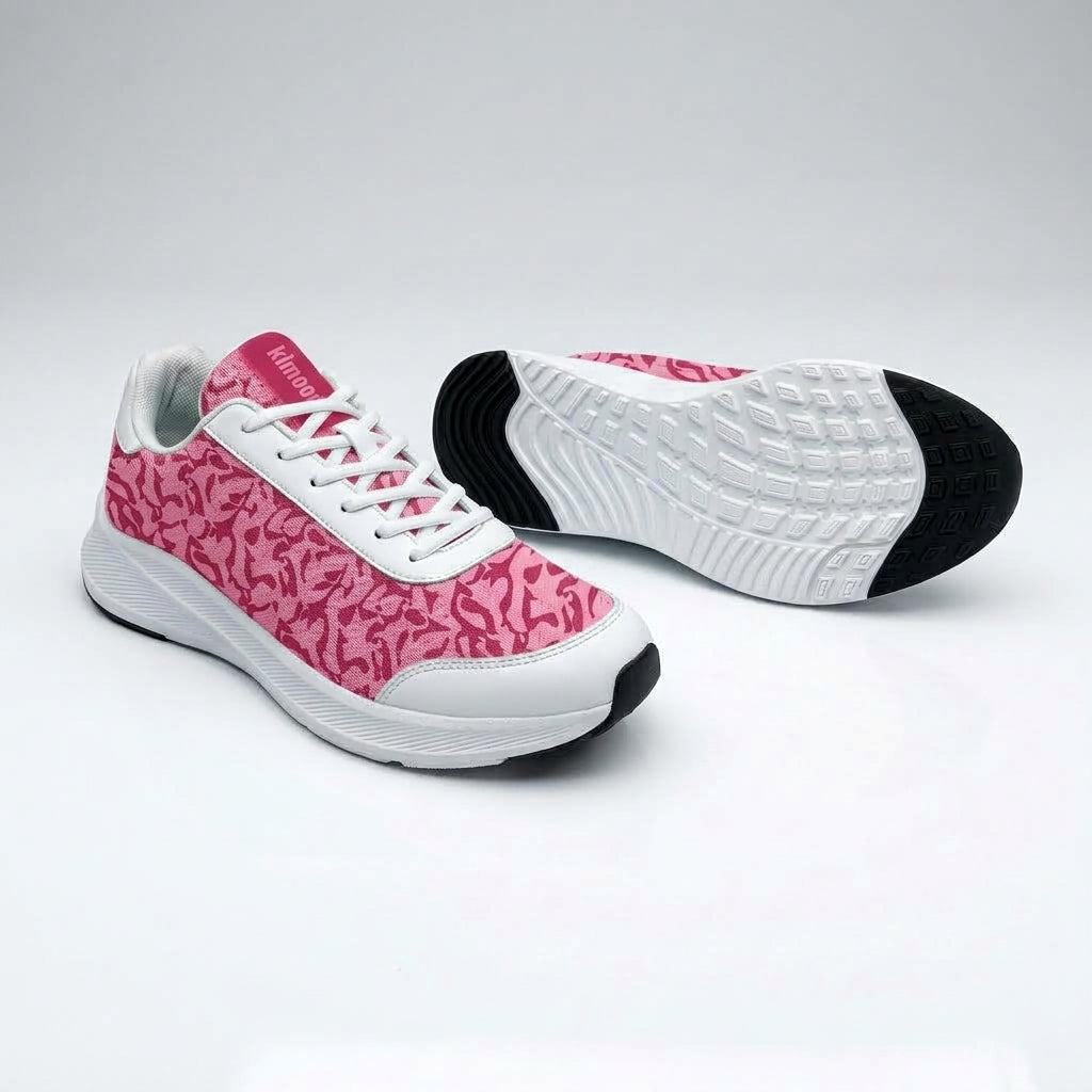 kimood Walking Sneakers,Tennis Shoes, Pink Patterned